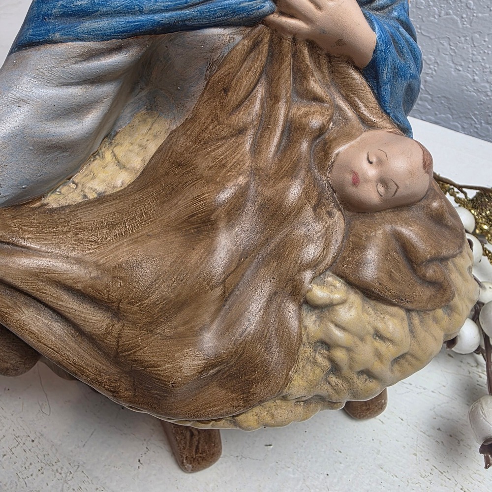 Vintage 1984 Nativity Scene Joseph Mary Baby Jesus Ceramic Figurine Holy Family - Picture 2 of 8
